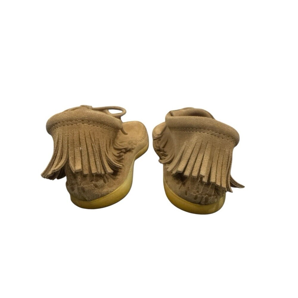 Minnetonka Venice 457 Women's 6.5 Tan Suede Bootie Ankle Boots Moccasins Fringe - Picture 3 of 7